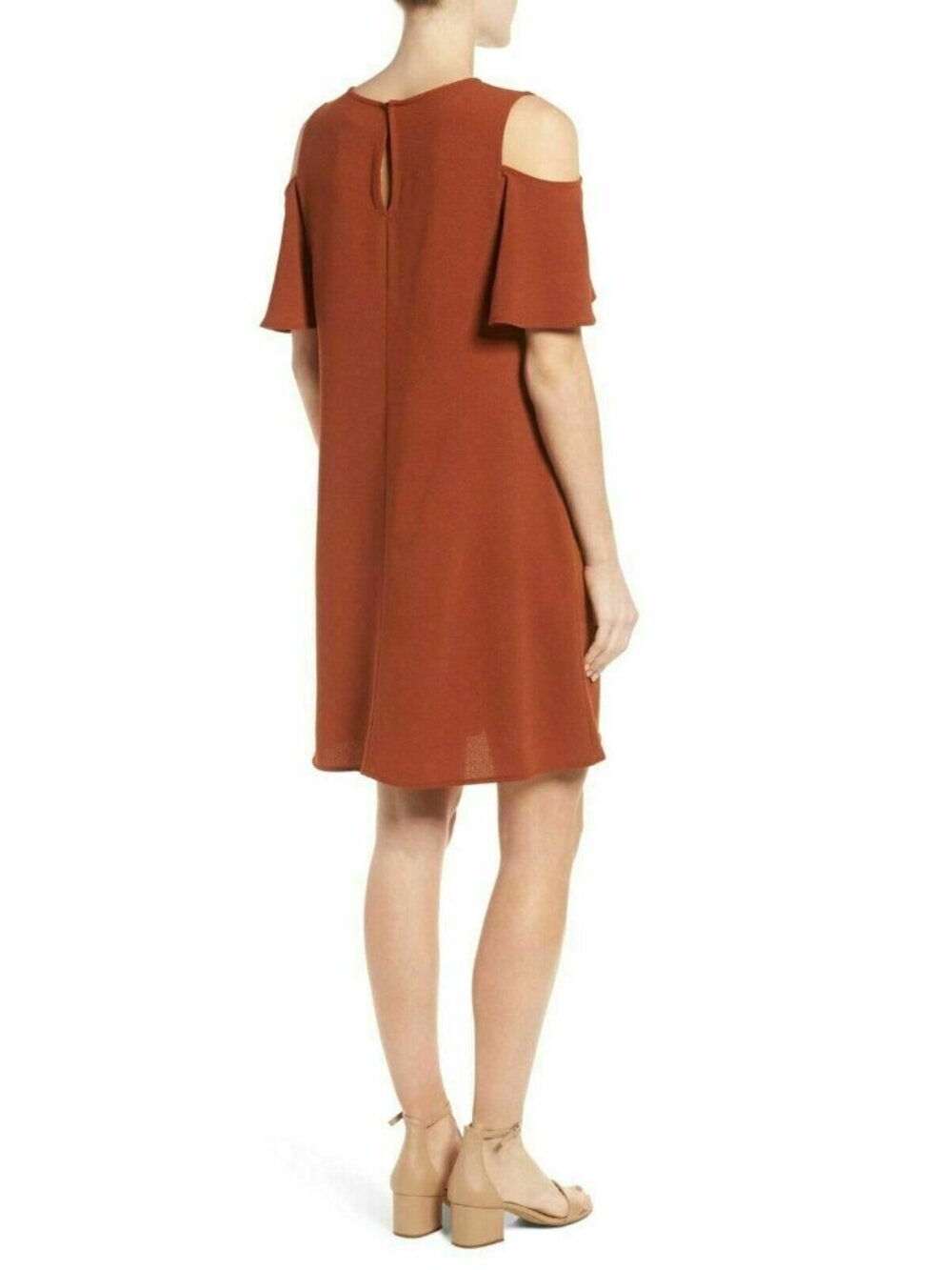 Bobeau Womens Crew Neck Cold Shoulder Shift Dress Size M - Picture 7 of 16